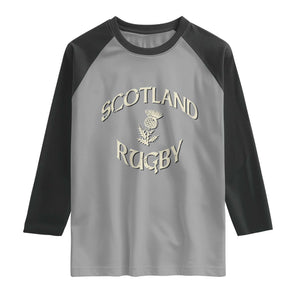 Scotland Rugby Distressed Vintage Traditional Thistle Raglan Shirt Sports Fan Game Day