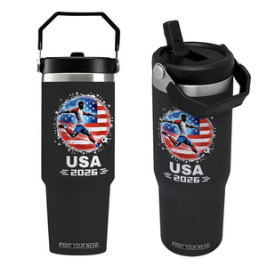 USA Soccer Patriotic Player 2026 Graphic Flip Straw Tumbler United States Football Fan Spirit