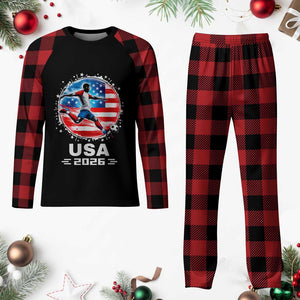 USA Soccer Patriotic Player 2026 Graphic Plaid Pajama Set United States Football Fan Spirit