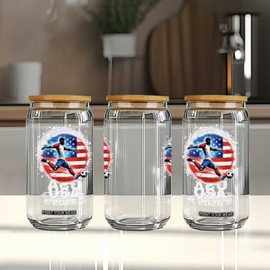 USA Soccer Patriotic Player 2026 Graphic Glass Can United States Football Fan Spirit