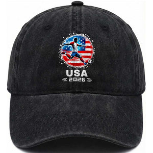 USA Soccer Patriotic Player 2026 Graphic Washed Cotton Baseball Cap United States Football Fan Spirit