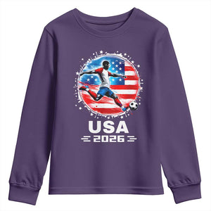 USA Soccer Patriotic Player 2026 Graphic Youth Sweatshirt United States Football Fan Spirit
