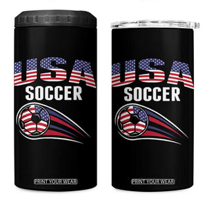 Patriotic USA Soccer Stars and Stripes Graphic 4 in 1 Can Cooler Tumbler American Football Fan Game Day Spirit