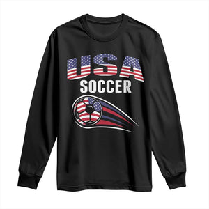 Patriotic USA Soccer Stars and Stripes Graphic Long Sleeve Shirt American Football Fan Game Day Spirit
