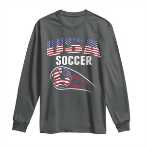 Patriotic USA Soccer Stars and Stripes Graphic Long Sleeve Shirt American Football Fan Game Day Spirit