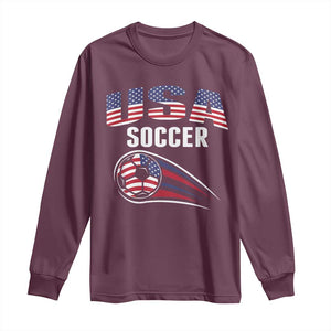 Patriotic USA Soccer Stars and Stripes Graphic Long Sleeve Shirt American Football Fan Game Day Spirit