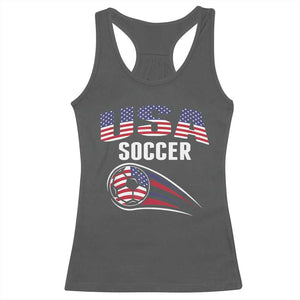 Patriotic USA Soccer Stars and Stripes Graphic Racerback Tank Top American Football Fan Game Day Spirit