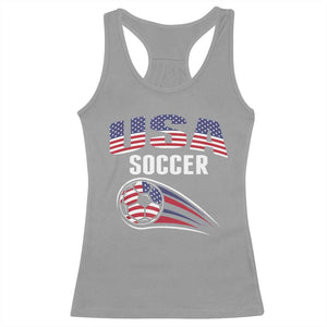 Patriotic USA Soccer Stars and Stripes Graphic Racerback Tank Top American Football Fan Game Day Spirit