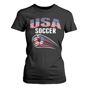 Patriotic USA Soccer Stars and Stripes Graphic T Shirt For Women American Football Fan Game Day Spirit