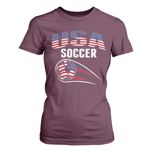 Patriotic USA Soccer Stars and Stripes Graphic T Shirt For Women American Football Fan Game Day Spirit