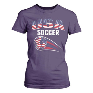 Patriotic USA Soccer Stars and Stripes Graphic T Shirt For Women American Football Fan Game Day Spirit