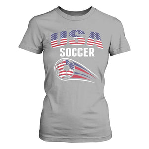 Patriotic USA Soccer Stars and Stripes Graphic T Shirt For Women American Football Fan Game Day Spirit