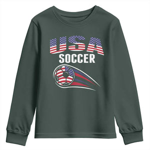 Patriotic USA Soccer Stars and Stripes Graphic Youth Sweatshirt American Football Fan Game Day Spirit