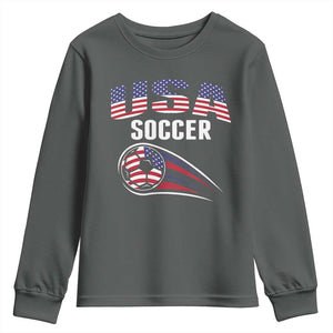 Patriotic USA Soccer Stars and Stripes Graphic Youth Sweatshirt American Football Fan Game Day Spirit