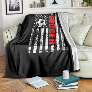 Distressed USA Flag Soccer Player Throw Blanket Patriotic American Football Lover
