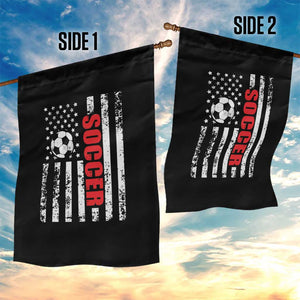 Distressed USA Flag Soccer Player Garden Flag Patriotic American Football Lover