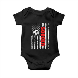 Distressed USA Flag Soccer Player Baby Onesie Patriotic American Football Lover