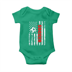 Distressed USA Flag Soccer Player Baby Onesie Patriotic American Football Lover