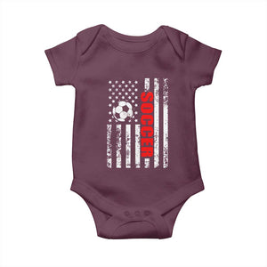 Distressed USA Flag Soccer Player Baby Onesie Patriotic American Football Lover