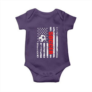 Distressed USA Flag Soccer Player Baby Onesie Patriotic American Football Lover