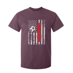 Distressed USA Flag Soccer Player T Shirt For Kid Patriotic American Football Lover