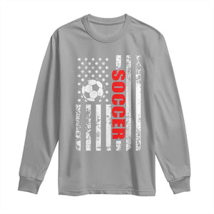 Distressed USA Flag Soccer Player Long Sleeve Shirt Patriotic American Football Lover