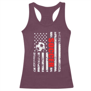 Distressed USA Flag Soccer Player Racerback Tank Top Patriotic American Football Lover