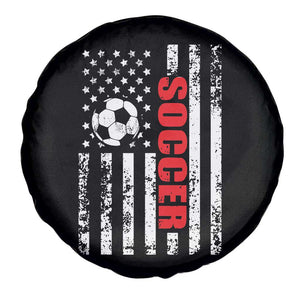 Distressed USA Flag Soccer Player Spare Tire Cover Patriotic American Football Lover