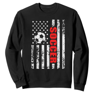 Distressed USA Flag Soccer Player Sweatshirt Patriotic American Football Lover