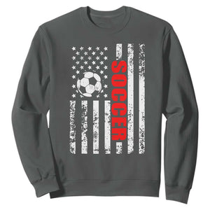 Distressed USA Flag Soccer Player Sweatshirt Patriotic American Football Lover