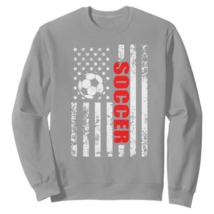 Distressed USA Flag Soccer Player Sweatshirt Patriotic American Football Lover