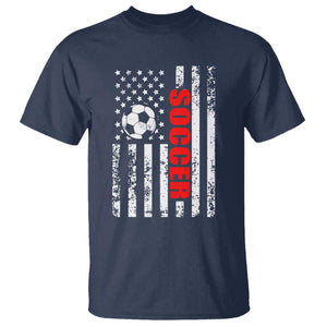 Distressed USA Flag Soccer Player T Shirt Patriotic American Football Lover