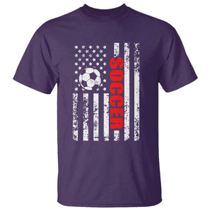 Distressed USA Flag Soccer Player T Shirt Patriotic American Football Lover