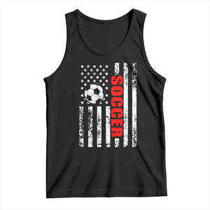 Distressed USA Flag Soccer Player Tank Top Patriotic American Football Lover