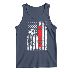 Distressed USA Flag Soccer Player Tank Top Patriotic American Football Lover
