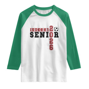 Soccer Senior Class of 2026 Typography Graphic Raglan Shirt High School Varsity Athlete Graduation Gift