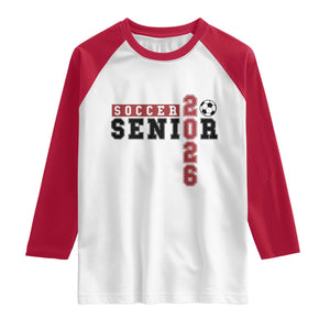Soccer Senior Class of 2026 Typography Graphic Raglan Shirt High School Varsity Athlete Graduation Gift