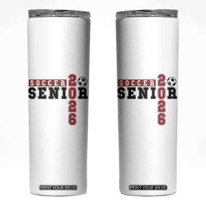 Soccer Senior Class of 2026 Typography Graphic Skinny Tumbler High School Varsity Athlete Graduation Gift