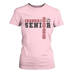 Soccer Senior Class of 2026 Typography Graphic T Shirt For Women High School Varsity Athlete Graduation Gift