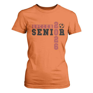 Soccer Senior Class of 2026 Typography Graphic T Shirt For Women High School Varsity Athlete Graduation Gift