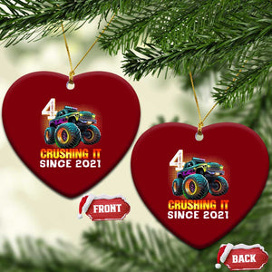 Monster Truck Birthday Ceramic Ornament Happy 4th Bday Party 4 Years Old Boy TS02 Print Your Wear