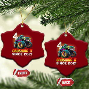 Monster Truck Birthday Ceramic Ornament Happy 4th Bday Party 4 Years Old Boy TS02 Print Your Wear