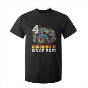 Monster Truck Birthday T Shirt For Kid Happy 4th Bday Party 4 Years Old Boy TS02 Black Print Your Wear