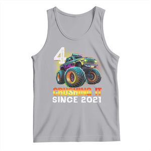 Monster Truck Birthday Tank Top Happy 4th Bday Party 4 Years Old Boy TS02 Athletic Heather Print Your Wear