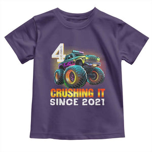 Monster Truck Birthday Toddler T Shirt Happy 4th Bday Party 4 Years Old Boy TS02 Purple Print Your Wear