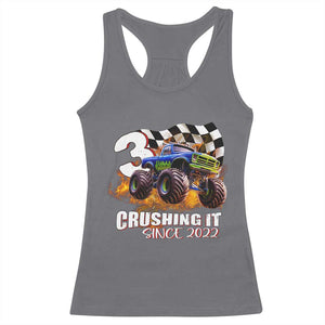 Monster Truck Birthday Racerback Tank Top Happy 3rd Bday Party 3 Years Old Boy TS02 Charcoal Print Your Wear