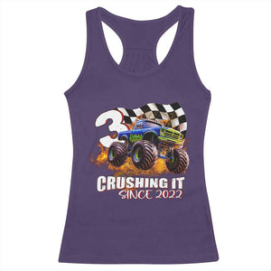 Monster Truck Birthday Racerback Tank Top Happy 3rd Bday Party 3 Years Old Boy TS02 Purple Print Your Wear