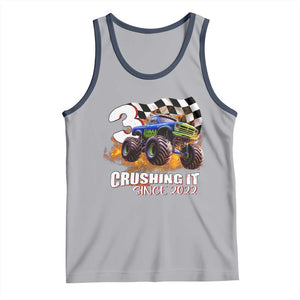 Monster Truck Birthday Tank Top Happy 3rd Bday Party 3 Years Old Boy TS02 Athletic Heather Navy Print Your Wear