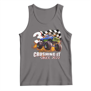 Monster Truck Birthday Tank Top Happy 3rd Bday Party 3 Years Old Boy TS02 Deep Heather Print Your Wear