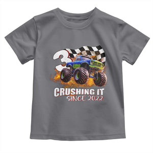 Monster Truck Birthday Toddler T Shirt Happy 3rd Bday Party 3 Years Old Boy TS02 Charcoal Print Your Wear
